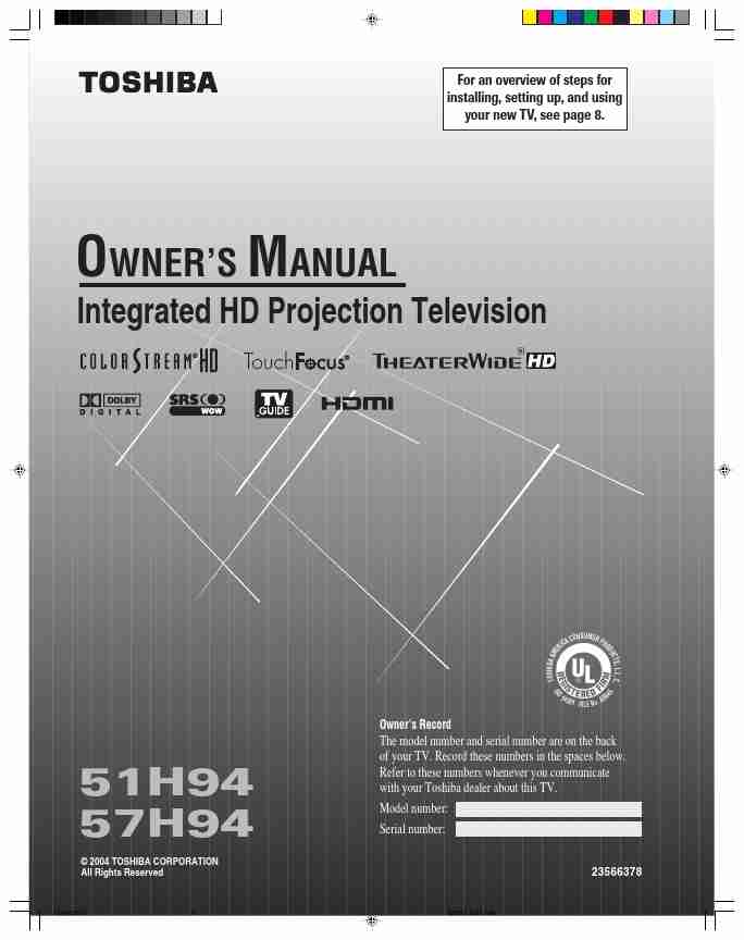 Toshiba Projection Television 51H94-page_pdf